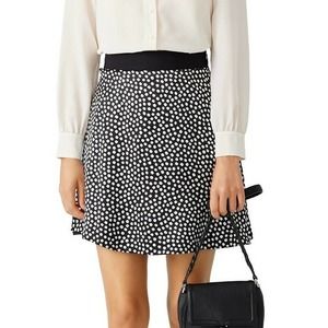 Kate Spade Spot Silk Flip Skirt 0 Black Polka Dot